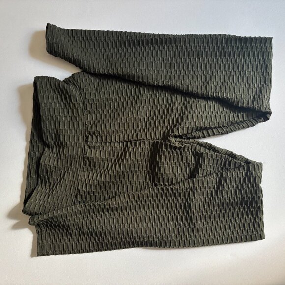 New Mix Olive Green Textured High-Waisted Leggings – Size M - Picture 3 of 3